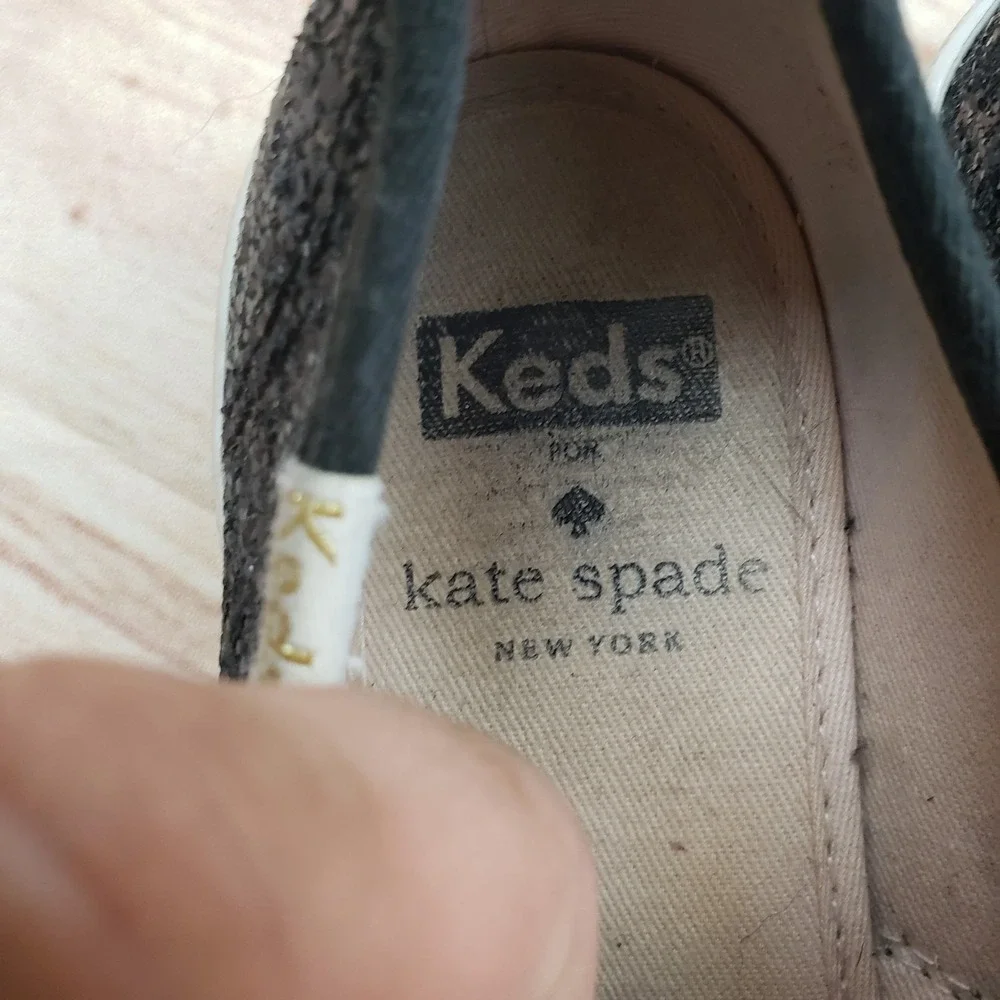 Keds Kate Spade Shoes Womens Size 5‎ Black Glitter Lace Up Sneakers WF52882